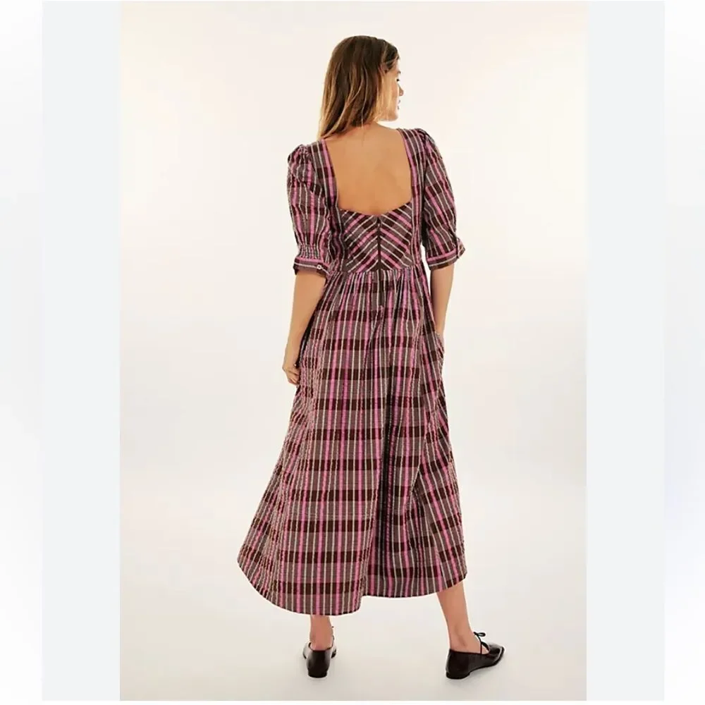 XS Free People Tulie Plaid Midi Dress